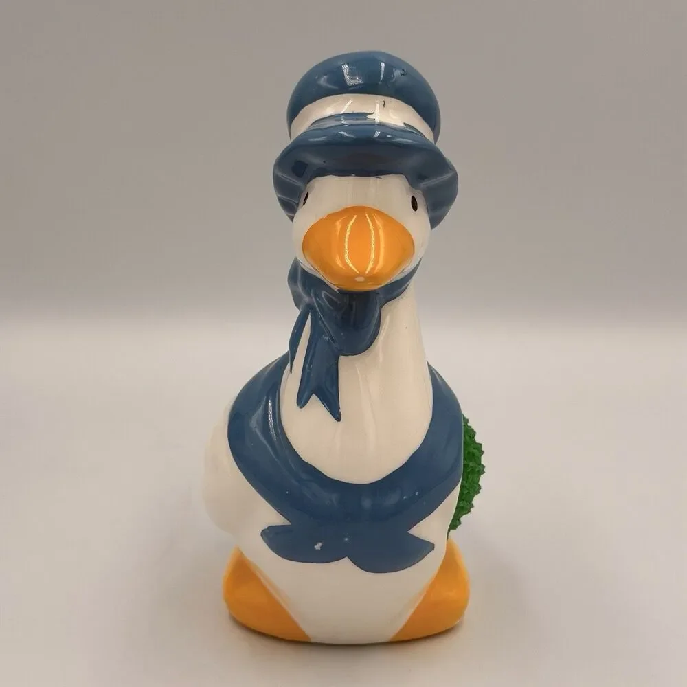 Vintage Country Duck Goose Scouring Pad Sponge Holder Ceramic w/ Box Taiwan